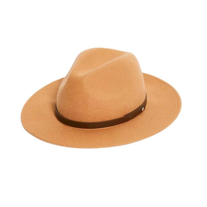 Factory Wholesale Autumn And Winter Pure Wool Top Hat Pu Leather Decorative Felt Hat, Fashion Top Hat