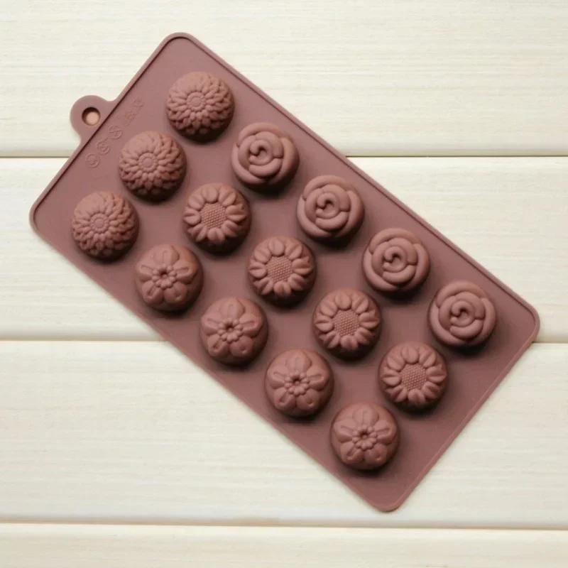 Non Stick Different Styles Chocolate Molds Silicone 15 Cavity Molds 100% Food Grade Silicone Moulds for Chocolate Gummy Candy