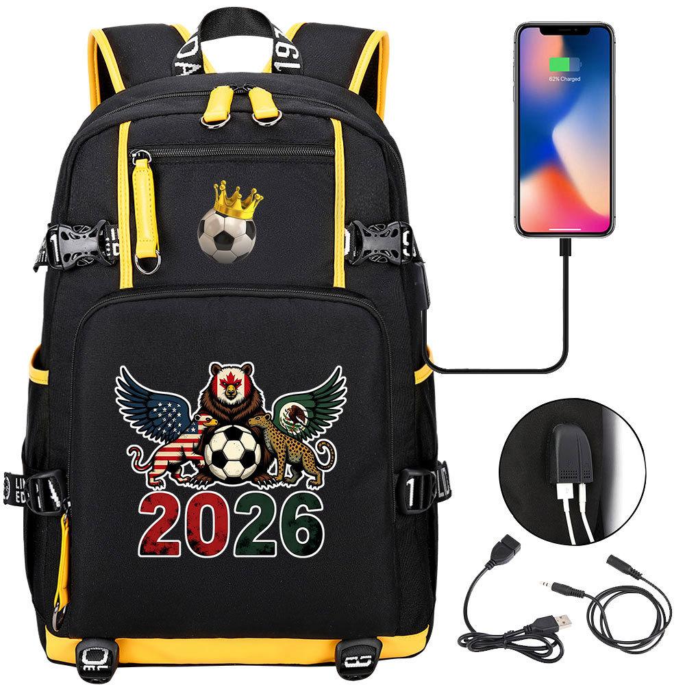 2026 Sports Soccer USB Large Capacity Backpack for Middle High School Students Travel Unisex