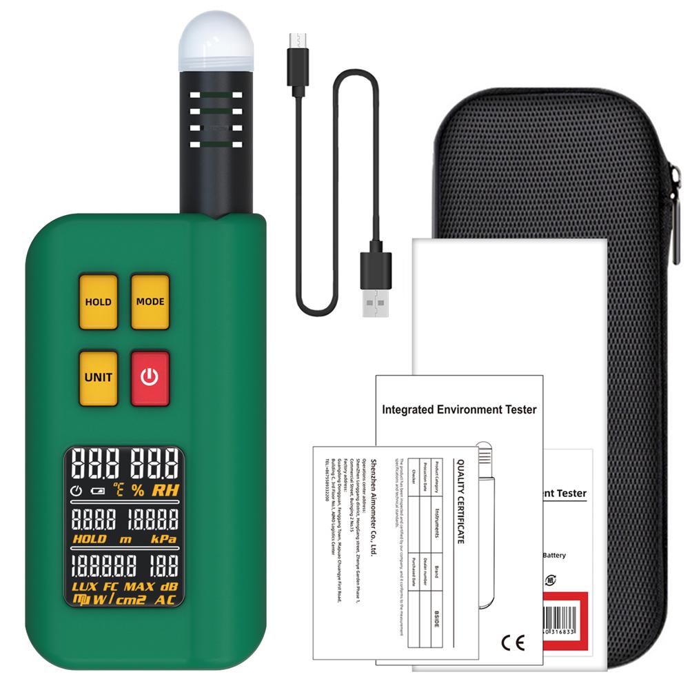 

BSIDE GX1 Температура навколишнього середовища Вологість Світло Шум Тестер висоти Вимірювач домашньої освітленості Цифровий 0 різнокольоровий