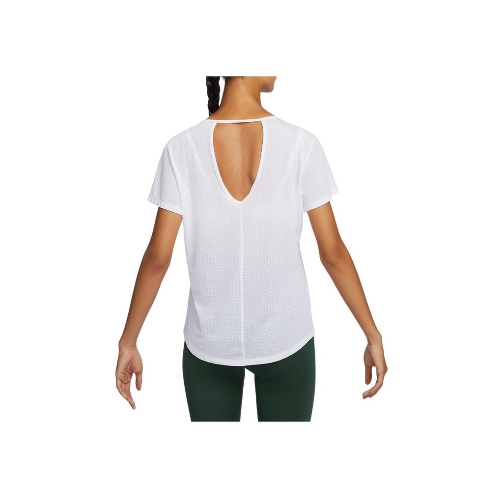 Nike Dri-Fit One Breathe Open Back Crew Neck Short Sleeve T-Shirt Women Tops White DX0132-100