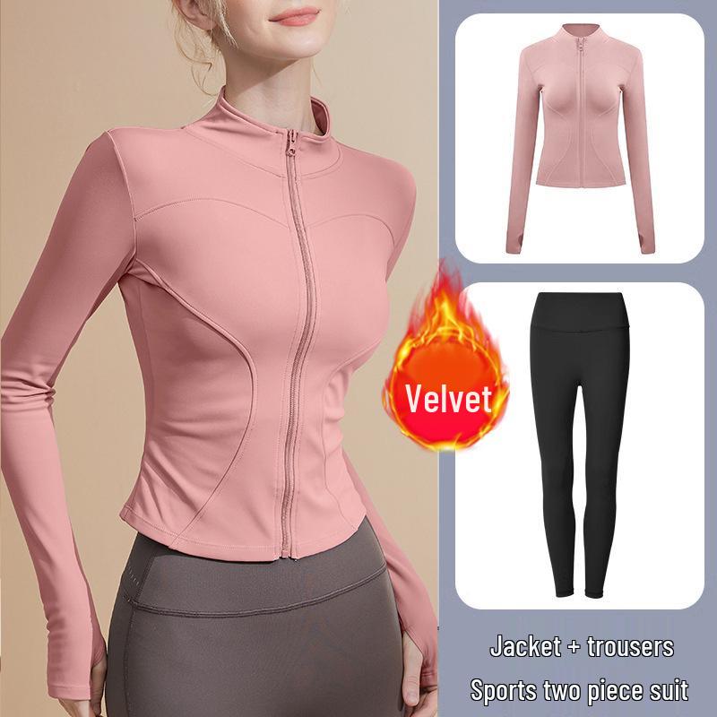 Women's Long Sleeve Sports Yoga Jacket - Stand Collar Cardigan for Running, Fitness, and Pilates