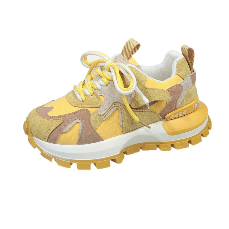 Retro women's spring new thick-soled versatile lightweight casual sports shoes with higher soft soles