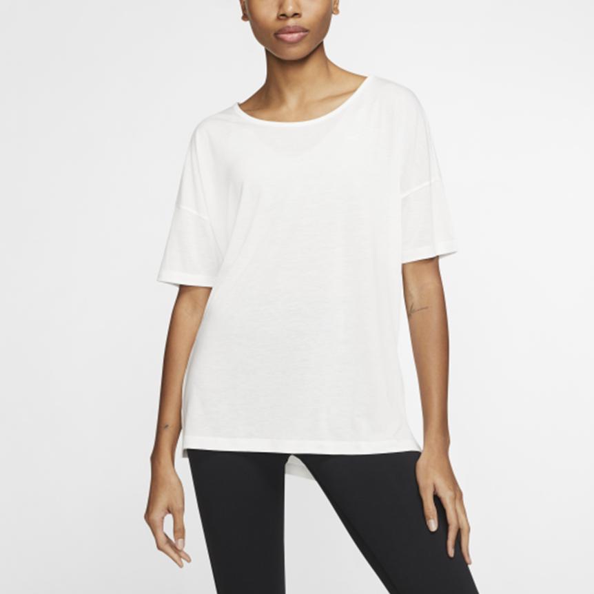 Nike Yoga Fitness Short Sleeve T-Shirt Women Tops White CJ9327-121