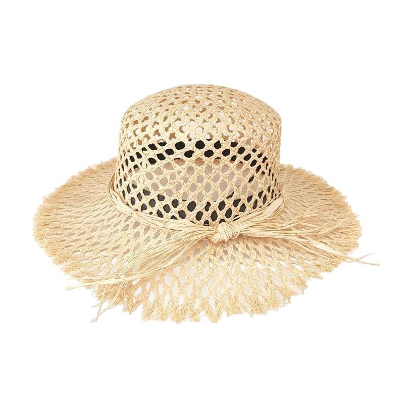 Seaside Vacation Wind Hollow Raffia Beach Hat Women's Big Brim Atmosphere Shading Sun Protection Photo Hat Props