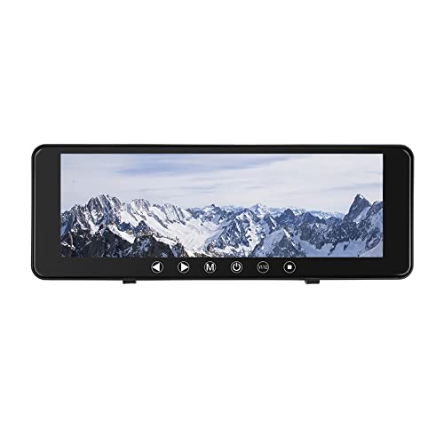 CHOR 1080P Rearview Mirror Monitor, 9.1-inch Touch Panel, 12V/24V Compatible, AV1/AV2 Video Input, Backup Camera Link, Includes Band, Easy Installatio