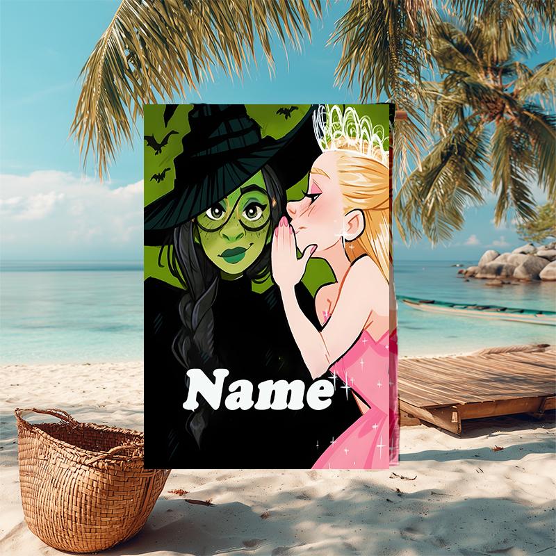 1PC Custom Name Witch whispers secrets princess. Beach Towel Highly Absorbent And Sand-Resistant Towel for Swimming, Pool, Yoga, And Travel Lightweigh
