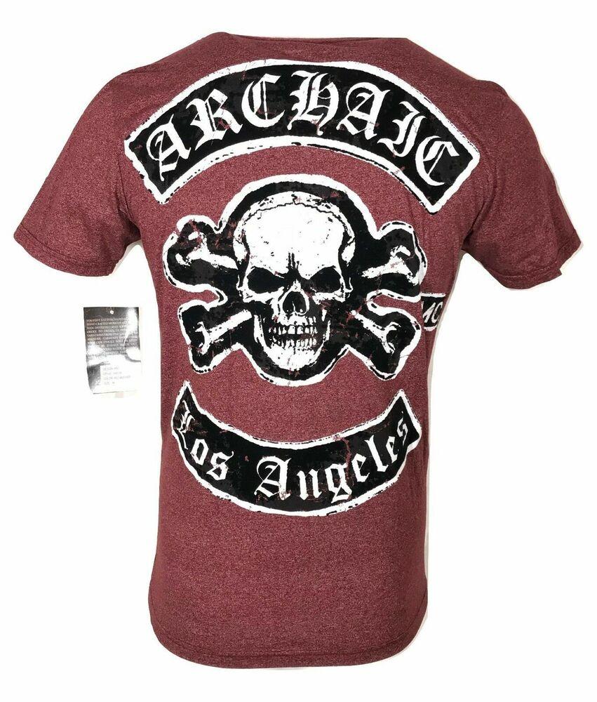 

Красная футболка унисекс Archaic By Affliction King Skulls Biker с татуировкой