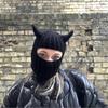 Novelty Devil Horn Face Cover Hat Knit Balaclava Cap for Women Men Winter Warm Hat Adult Halloween Costume Role Play Cap