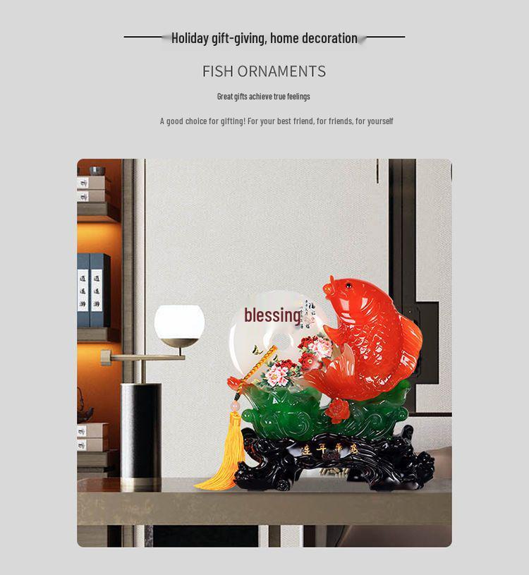 Yearly Abundance Fish Ornament: Home Decor for Living Room, Wine Cabinet, TV Stand - Perfect Housewarming Gift