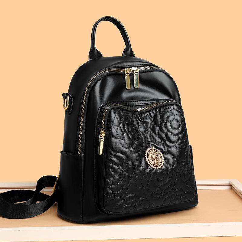 Women's New Korean Style Versatile Travel Bag Fashionable Soft Leather High-end Women's Backpack One Bag Multi-purpose