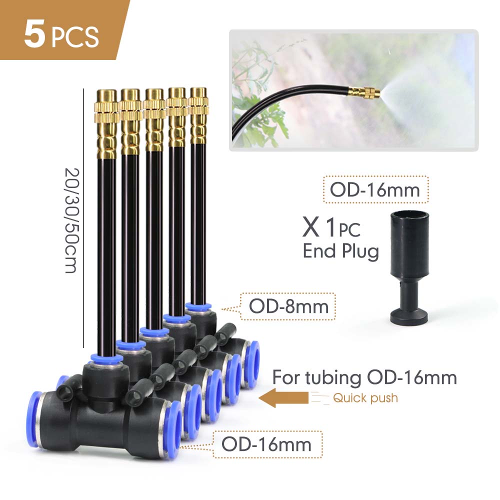 20/30/50cm Flexible Adjustable Atomization Cooling System Brass Nozzle 6/8/10/12/16mm Hose Quick Connector DIY Combination Kit