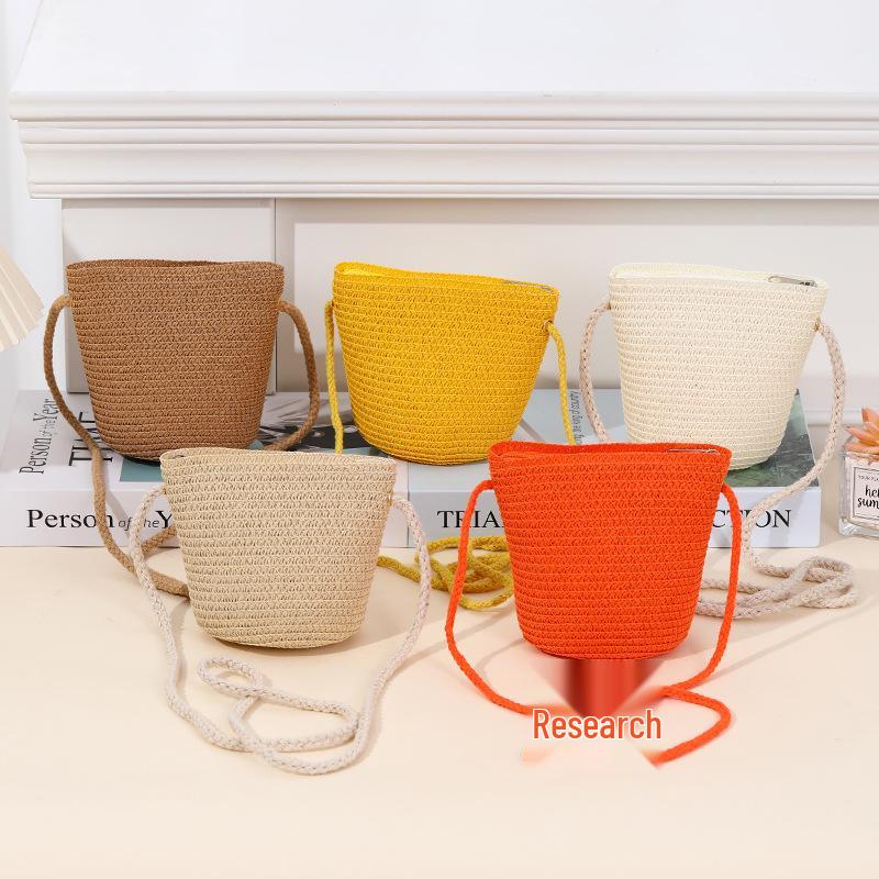 Children's Woven Straw Crossbody Bag - Cute Mini Backpack & Coin Purse for Little Girls, Perfect for Beach and Summer Travel