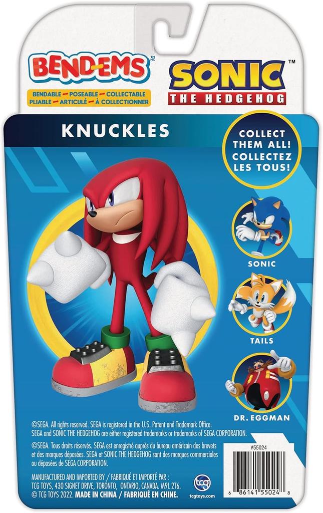 Sonic the Hedgehog Knuckles Figure Poseable Bendable Action Figure for Kids Collectors Bend-Ems - & &