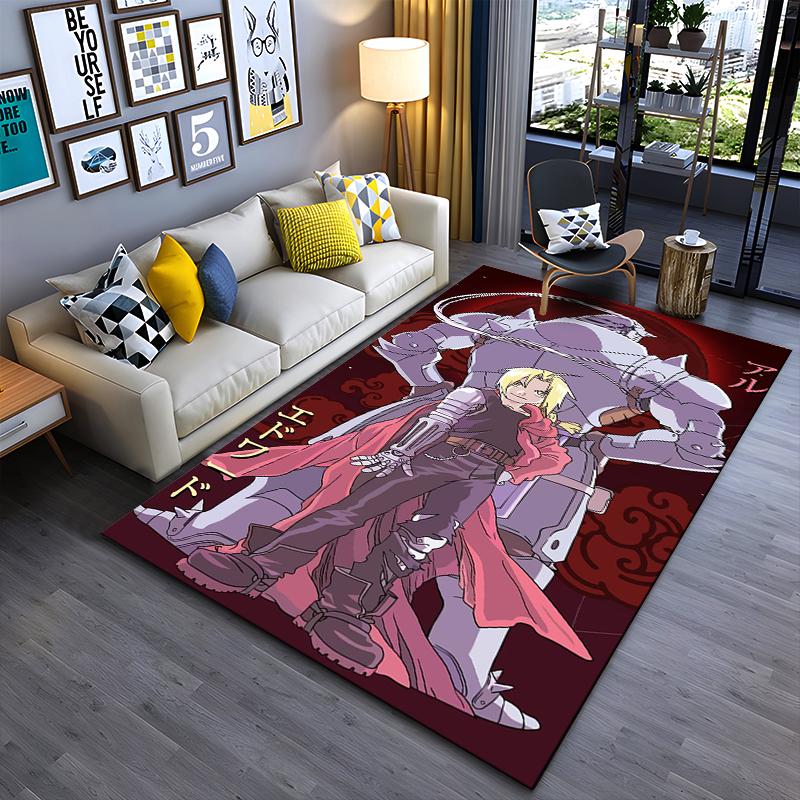 Anime-Charakter-Design-Teppich mit rotem Hintergrund und Roboter-Thema, geeignet als Antirutsch für Wohnzimmer, Schlafzimmer, Sofas