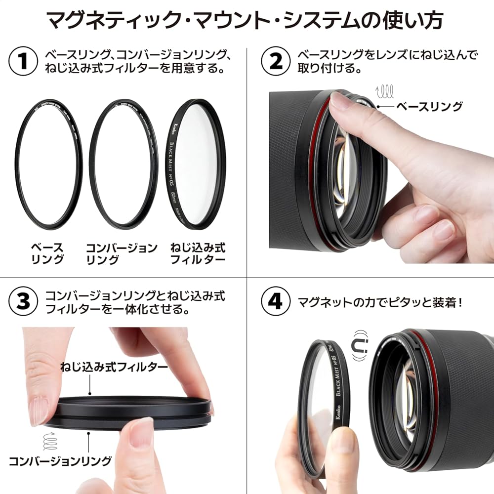 Kenko Magnetic Mount System Base Ring 82mm for Lenses - Attaches magnetic filters to lenses. (Item No. 282625)
