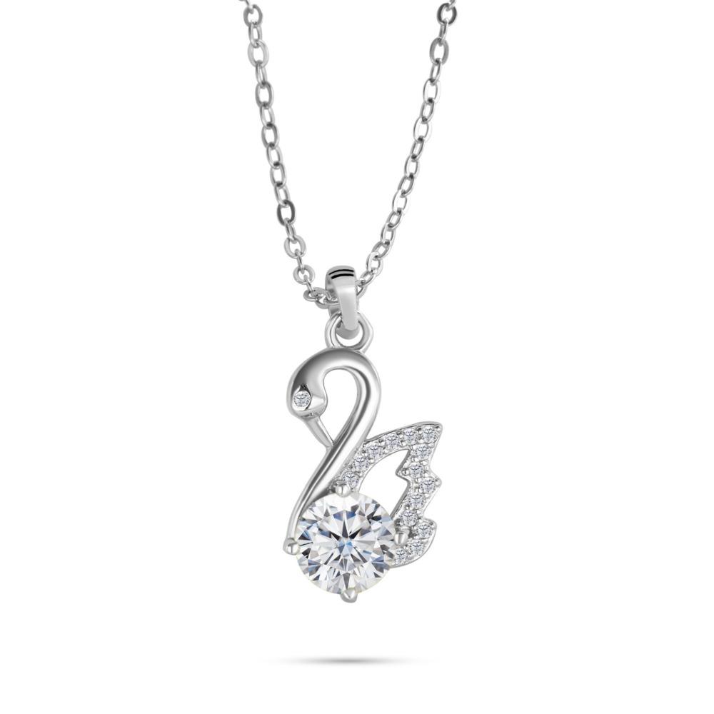 Collana con Ciondolo Cigno 6,5 mm per Donna Design Minimalista Elegante Catena Clavicola D VVS1 Gioiello Delicato