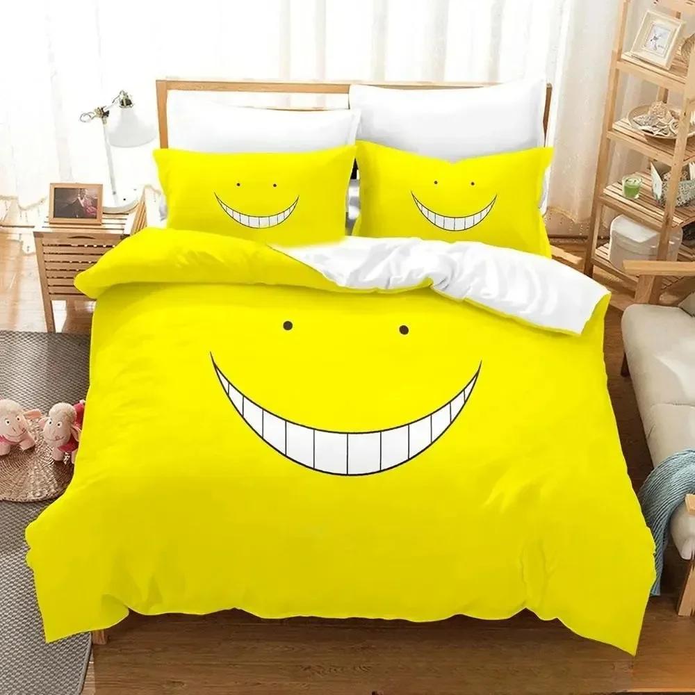 3D Assassination Classroom Koro-sensei Bedding Set Printed With Pillowcase Bed Duvet Cover Soft Single Double Queen King Size