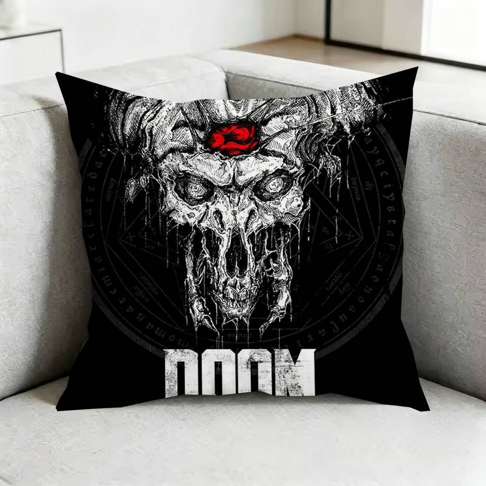 Game DDoomM Slayer  Square DoubleSided printed Pillow Case Bedroom Bedside Pillow Sofa Cushion Cover Gift