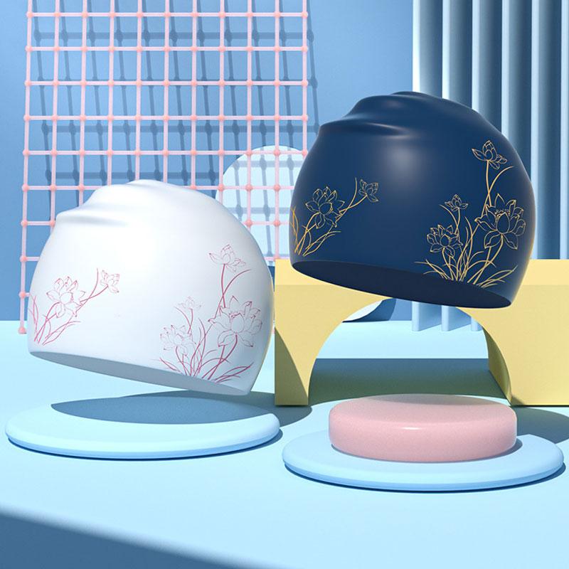 Căci de înot Silicon Căci de înot Femei Fete Căci de înot Drăguțe Accesorii de înot pentru Păr Lung cu Imprimeu Floral