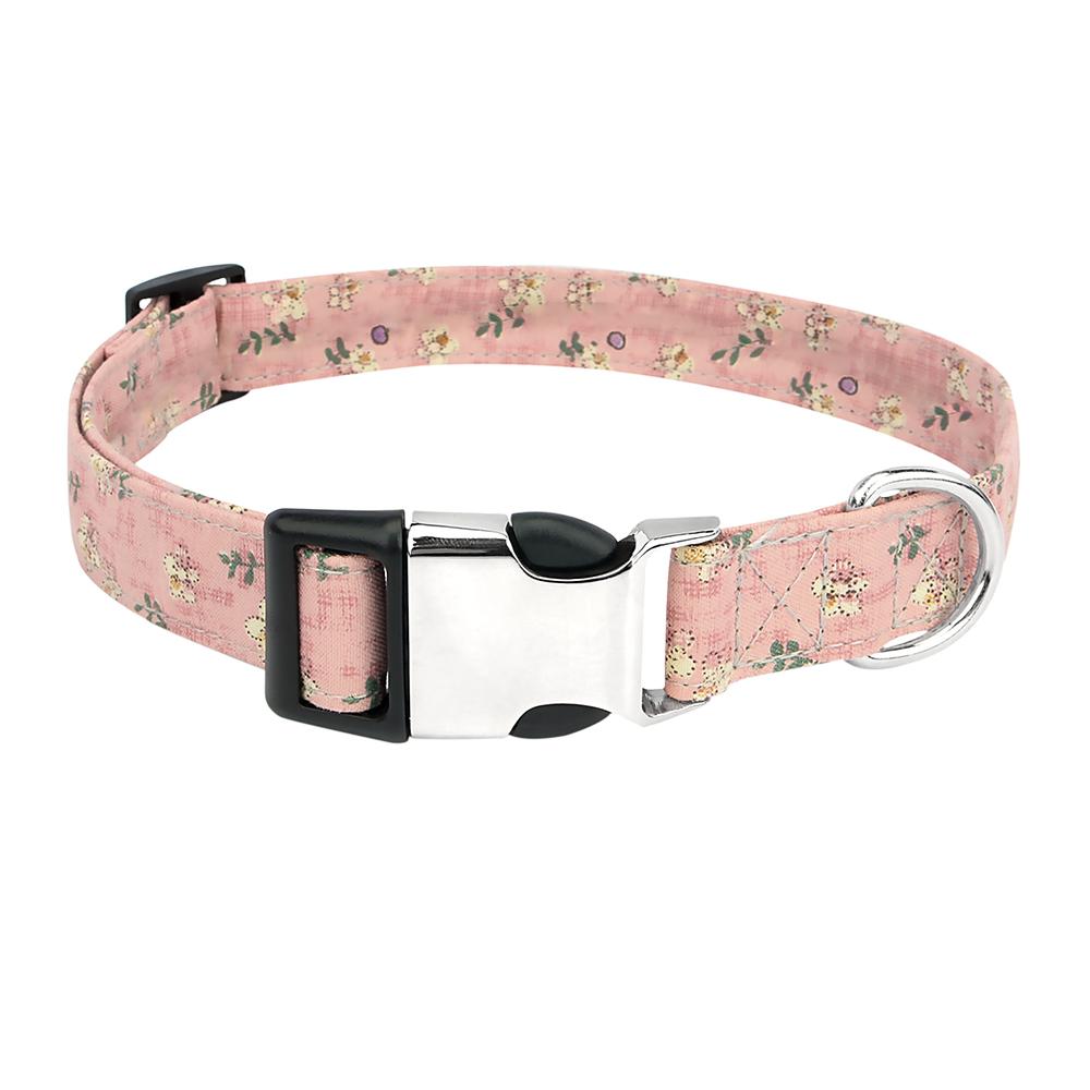 Vintage Flower Dog Collar Pet Cat Adjustable Collars for Small Medium Large Dogs XS（old） розовый