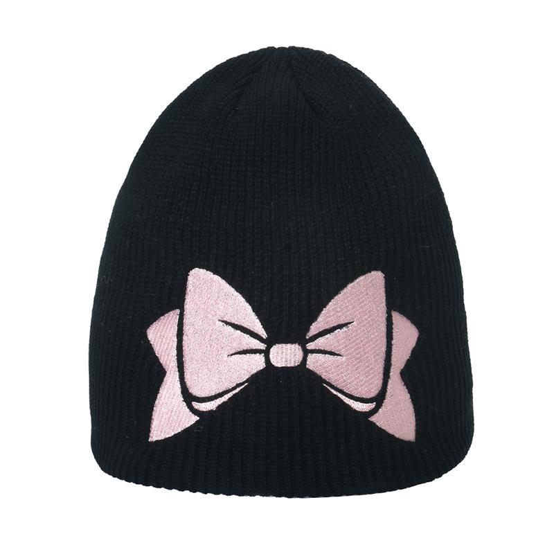 Internet Celebrity Star Korean Version Niche Fashion Bow Embroidery Knitted Hat Autumn and Winter Warm Cover Wool Hat Cold Hat Women