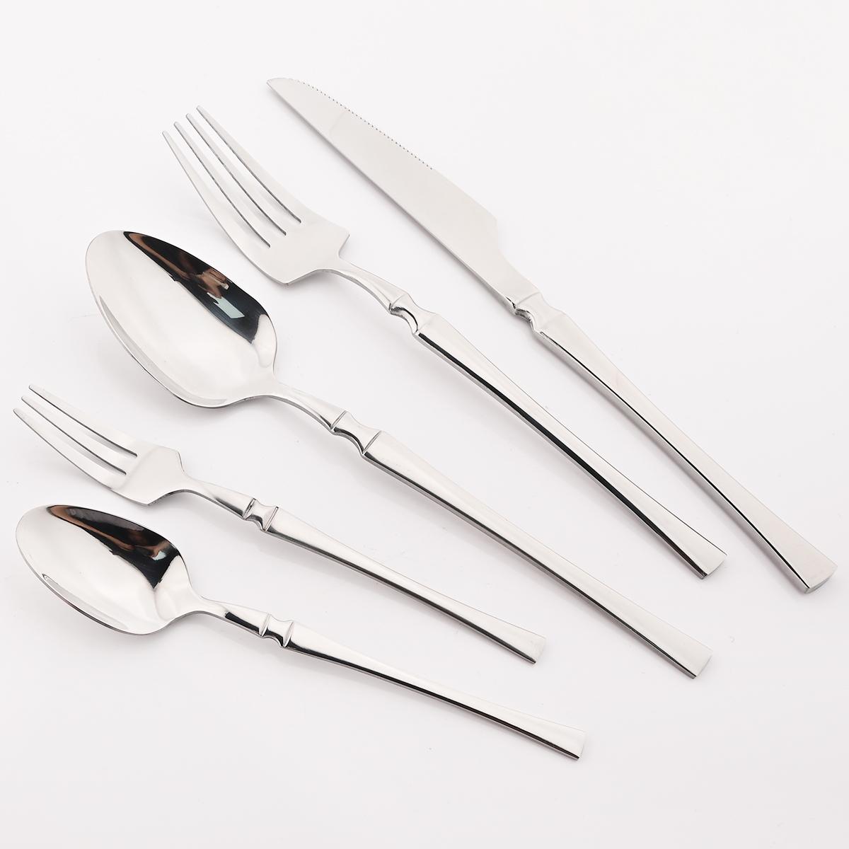 

Набор золотых столовых приборов 5 шт. Нож Вилка Ложка Набор посуды Десертная вилка для торта Кофейная ложка Столовая посуда Нержавеющая сталь Западные столовые приборы серебряный