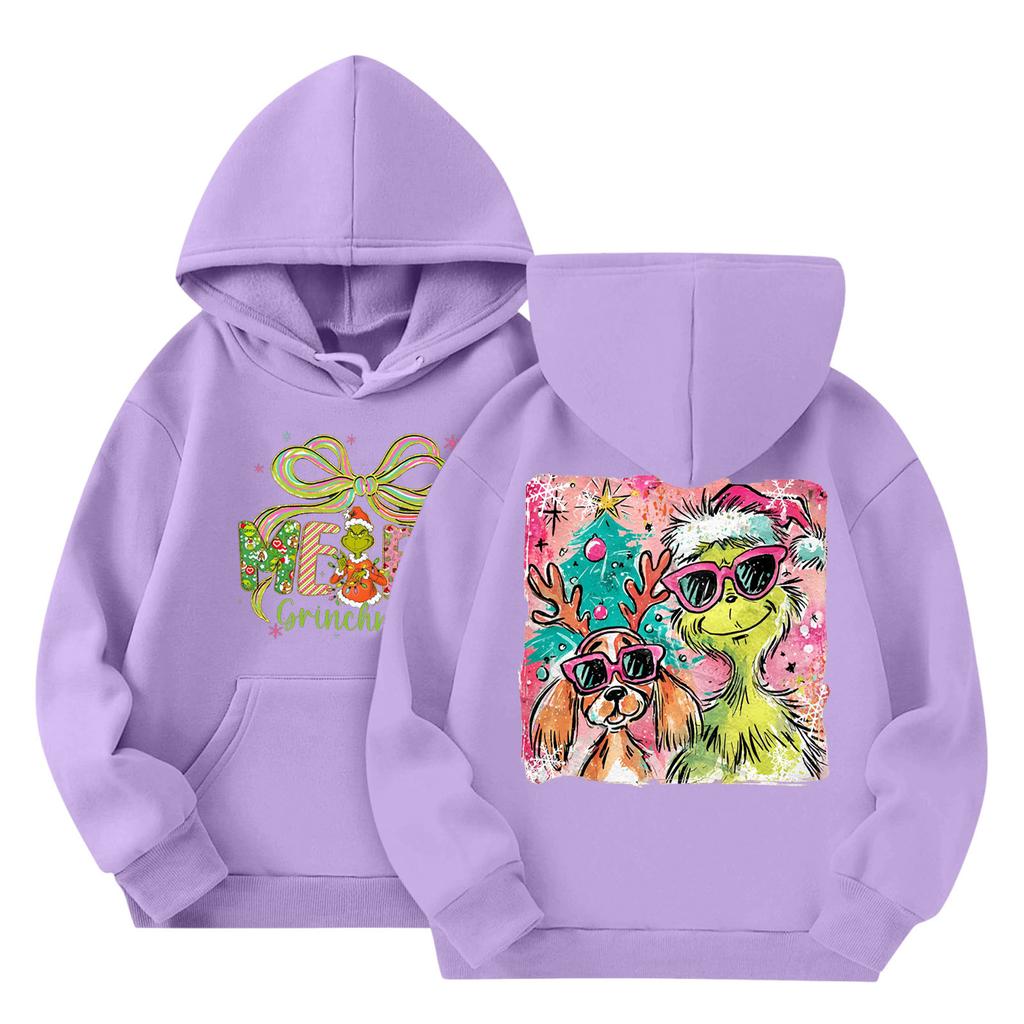 Barne Mote Lett Langermet Genser Med Lommer Trykk Hettegenser