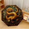 Goldener Drache Kreiskunst Aufdruck Regenschirm winddicht faltbarer Regenschirm tragbarer Sonnen- und Regenschirm geeignet zum Verschenken