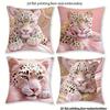 4Pcs Pink Gold Leopard Throw Pillow Covers, Luxury Double-Sided Printed Cushion Cases, Glam Home Decor For Bedroom Living Room