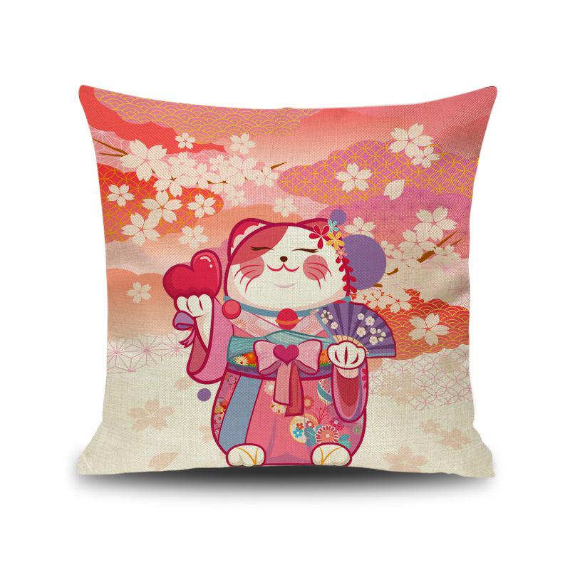 Lucky Cat Spring Festival Cushion Cover