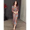 Western Style New Print Slim fit Shirts Skirt sets Printed Shirt and Skirt Set
