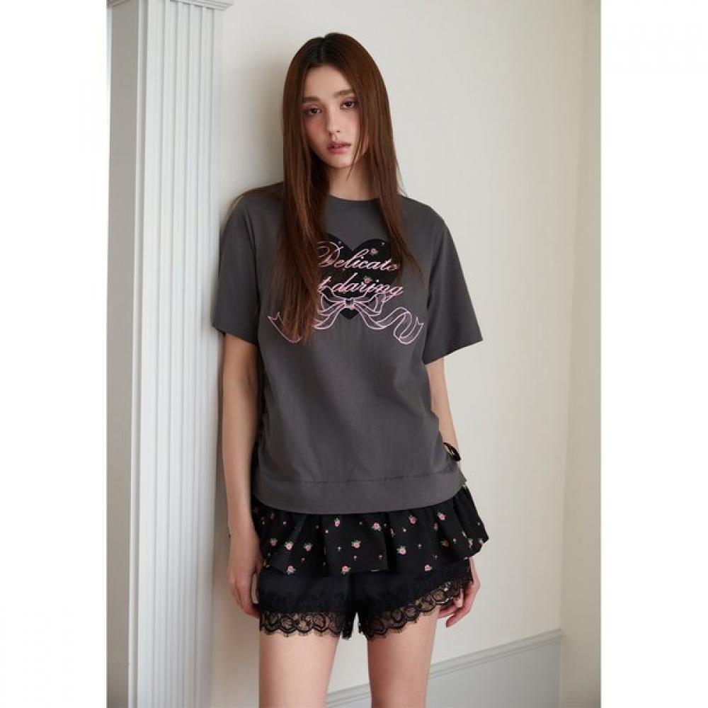 EgoisT Color Block Ruffle ShorT Sleeve T shirT es2oTh02 CH/FF