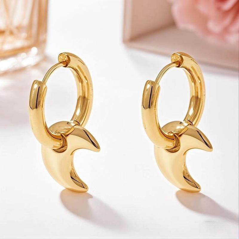EVISPOL Punk Stainless Steel Huggie Hoop Earrings For Women Moon Star Heart-shaped Drop Earrings Cartilage Piercing Jewelry