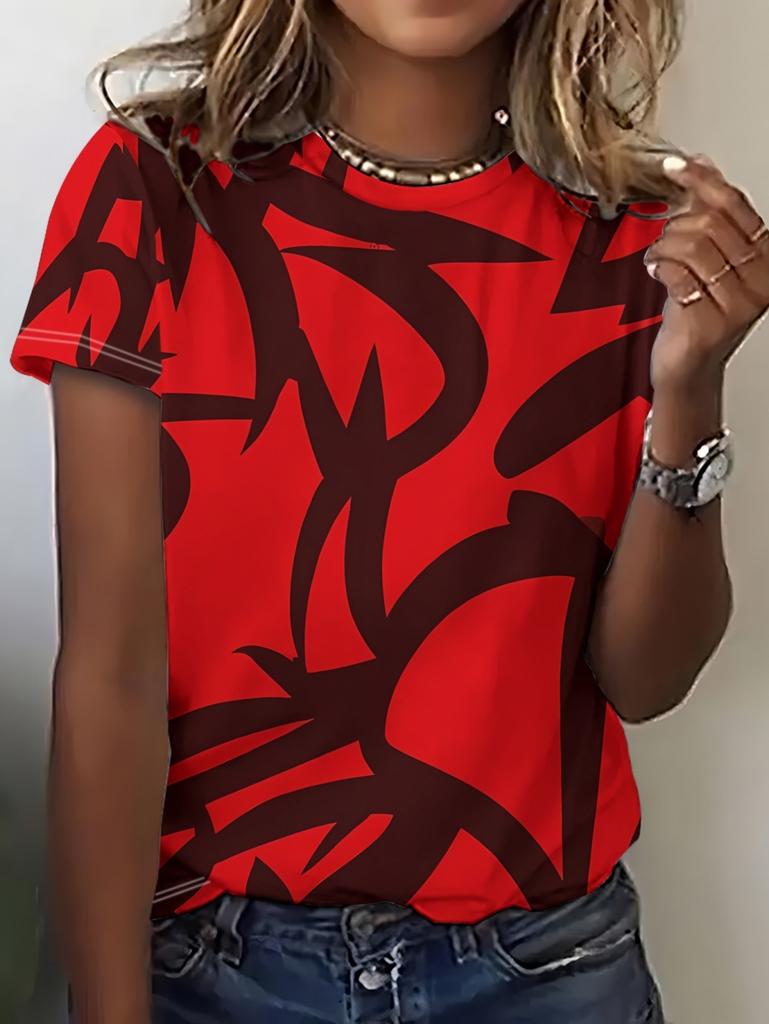 Vintage Summer Women's 3D Wave Printed T-Shirt Graphics Tees Fashion Short Sleeves Tops Round Neck T-Shirts Y2k Woman Clothing