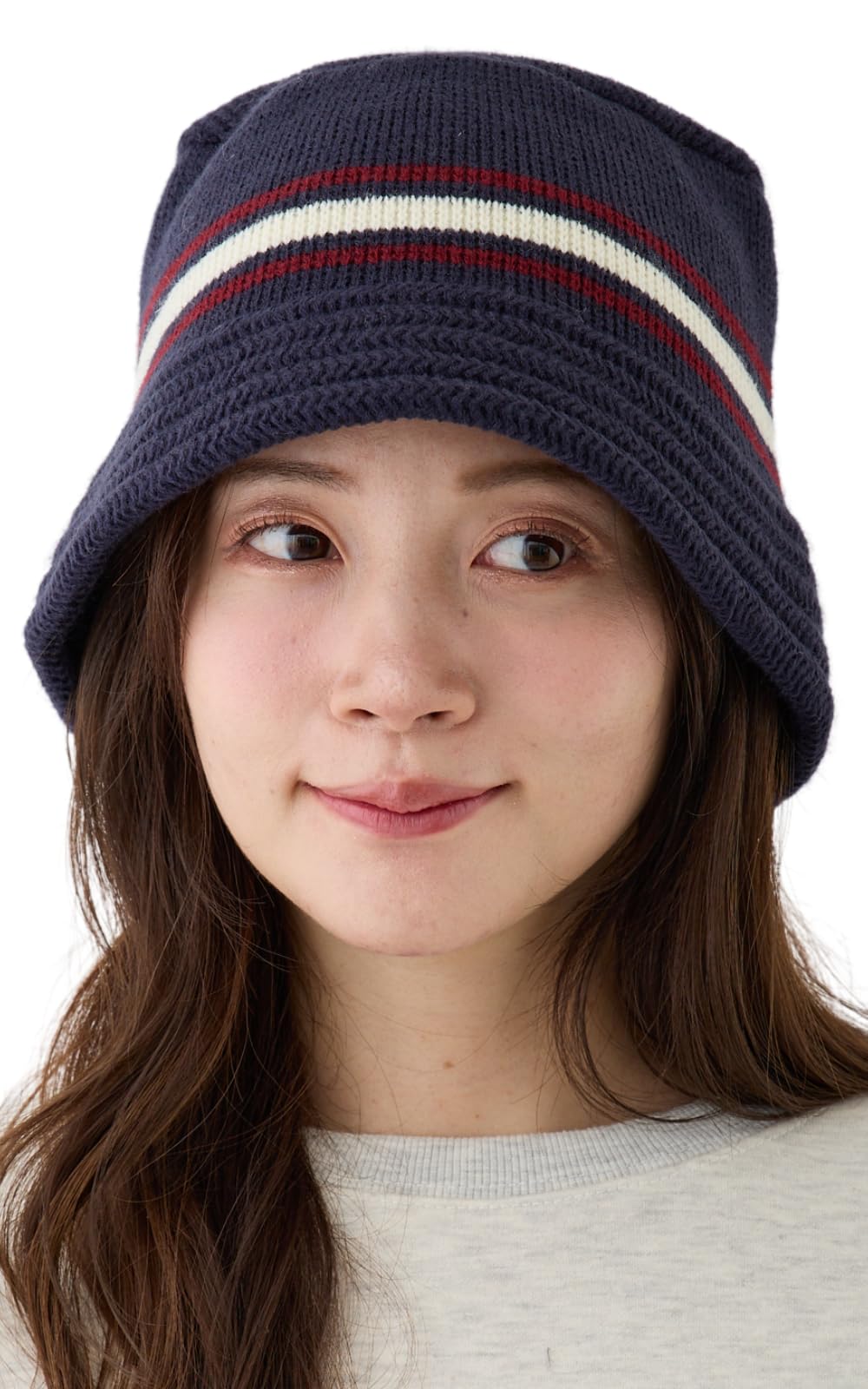 

valeria Вязаная панама с полосками, Легкая и мягкая, Женская шляпа, Темно-синий (Свободный размер)