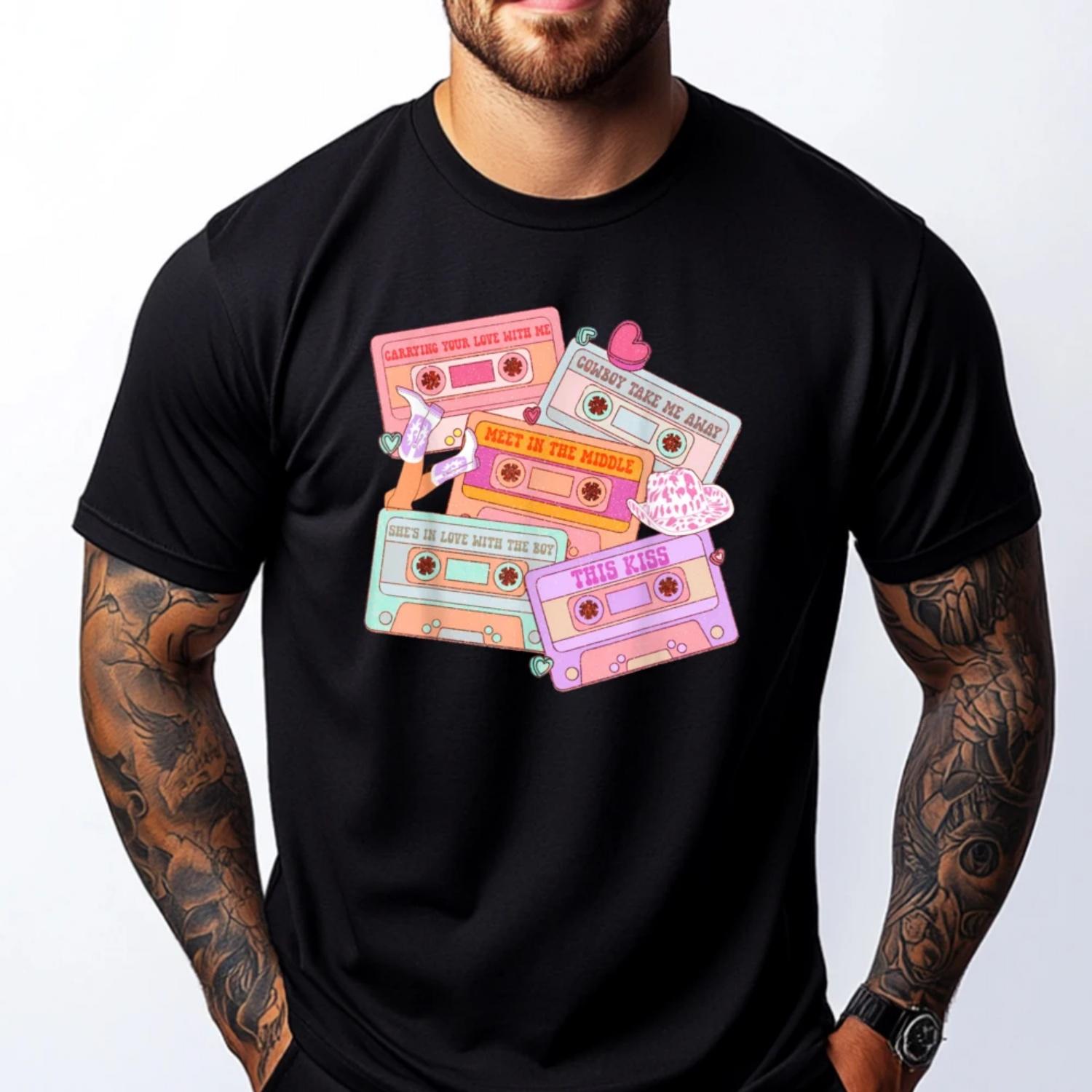

Cassettes Western 90s Country Music Valentine Cowgirl Designer Clothes Men New In Tops And T-Shirts Happy New Years S чёрный
