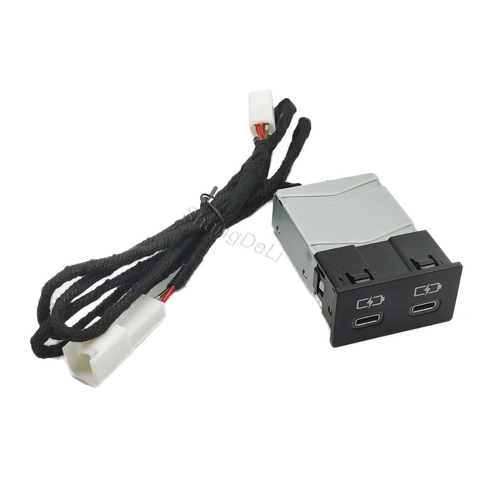 Car Fast Charger Dual TYPE-C PD Port Charging Interface Adapter for Toyota Camry For Corolla RAV4 Land Cruiser 18-22