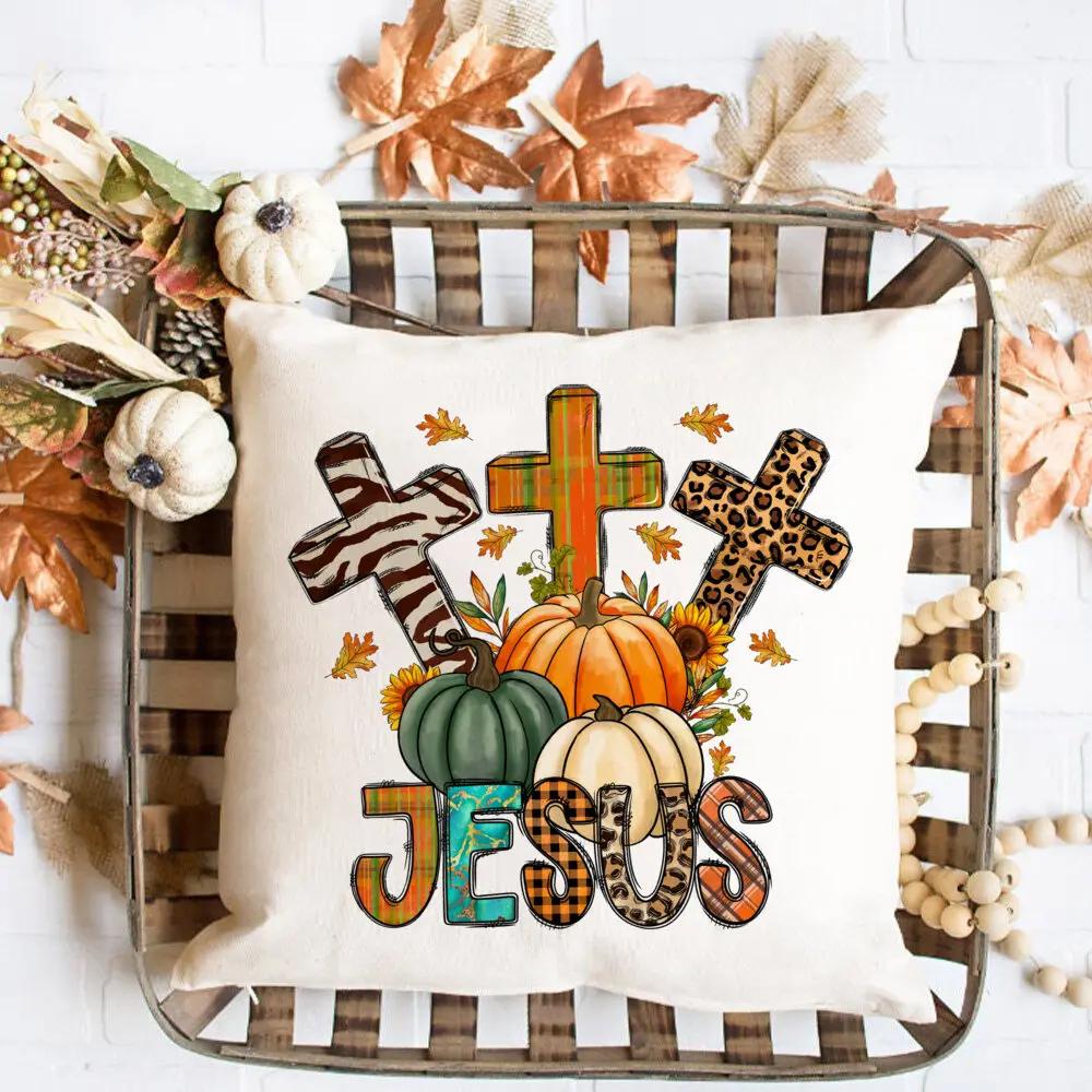 Hello Pumpkin Printed Pillow Case Autumn Party Decor Home Cushion Cover Fall Holiday Pillowcase Thanksgiving Halloween Best Gift
