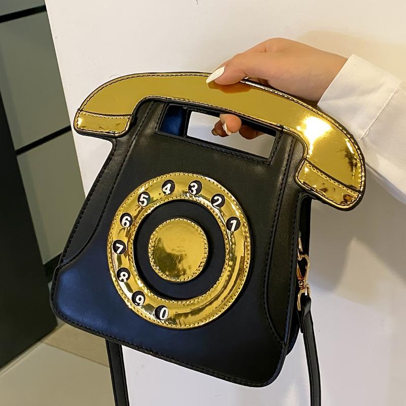 

1 шт. Забавная сумка через плечо в форме телефона, персонализированная, модная, большой вместимости, для ношения через плечо или в руке, для ежедневного и повседневного использования чёрный