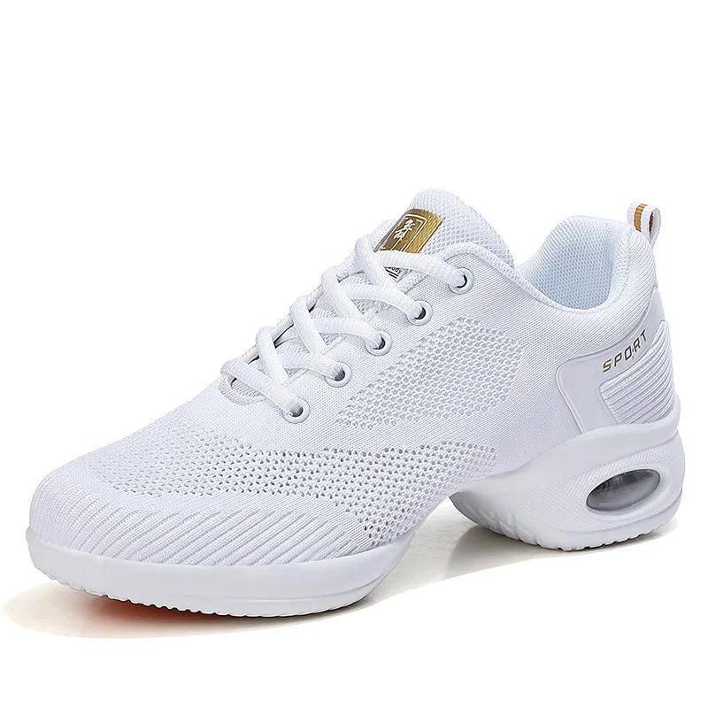  Casual Sneakers Women Jazz Dance Shoes Female White Outdoor Mesh Girls Modern Hip Hop Dancing Adult Ladies Sports Shoes