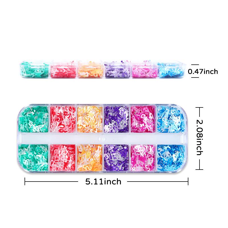 1 Box Colourful Alphabet Sequins Nail Charms  Kawaii Diy Art Decorations Nail Accessories Professional Manicure Supplies