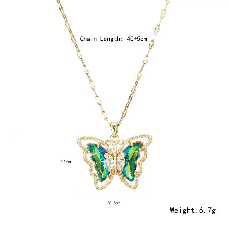 Women S Gold Plated Color Changing Butterfly Pendant Necklace Fashion Clavicle Chain