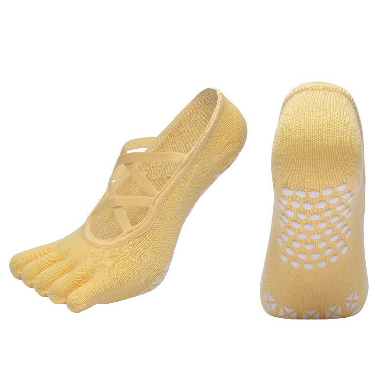 

Non-Slip Yoga Socks Summer Female Five Finger Professional Yoga Socks Sports Thin Section Indoor Pilates Summer Socks 2211D yellow
