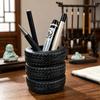 Portabolígrafos de Neumático Creativo Forma de Neumático Gran Capacidad Organizador de Escritorio para Bolígrafos Tijeras Clips de Papel Base Estable Antideslizante Decoración de Oficina