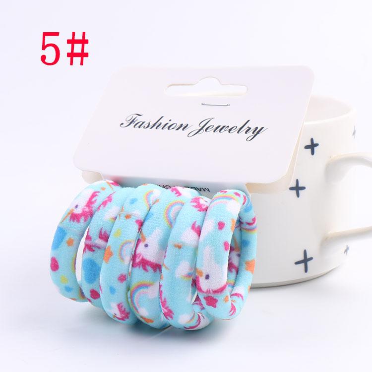 6Pcs/Set High Elasticity Printed Scrunchie Women Girls Children Elastic Hair Rubber Bands Accessories Tie Hair Rope Ring Holder