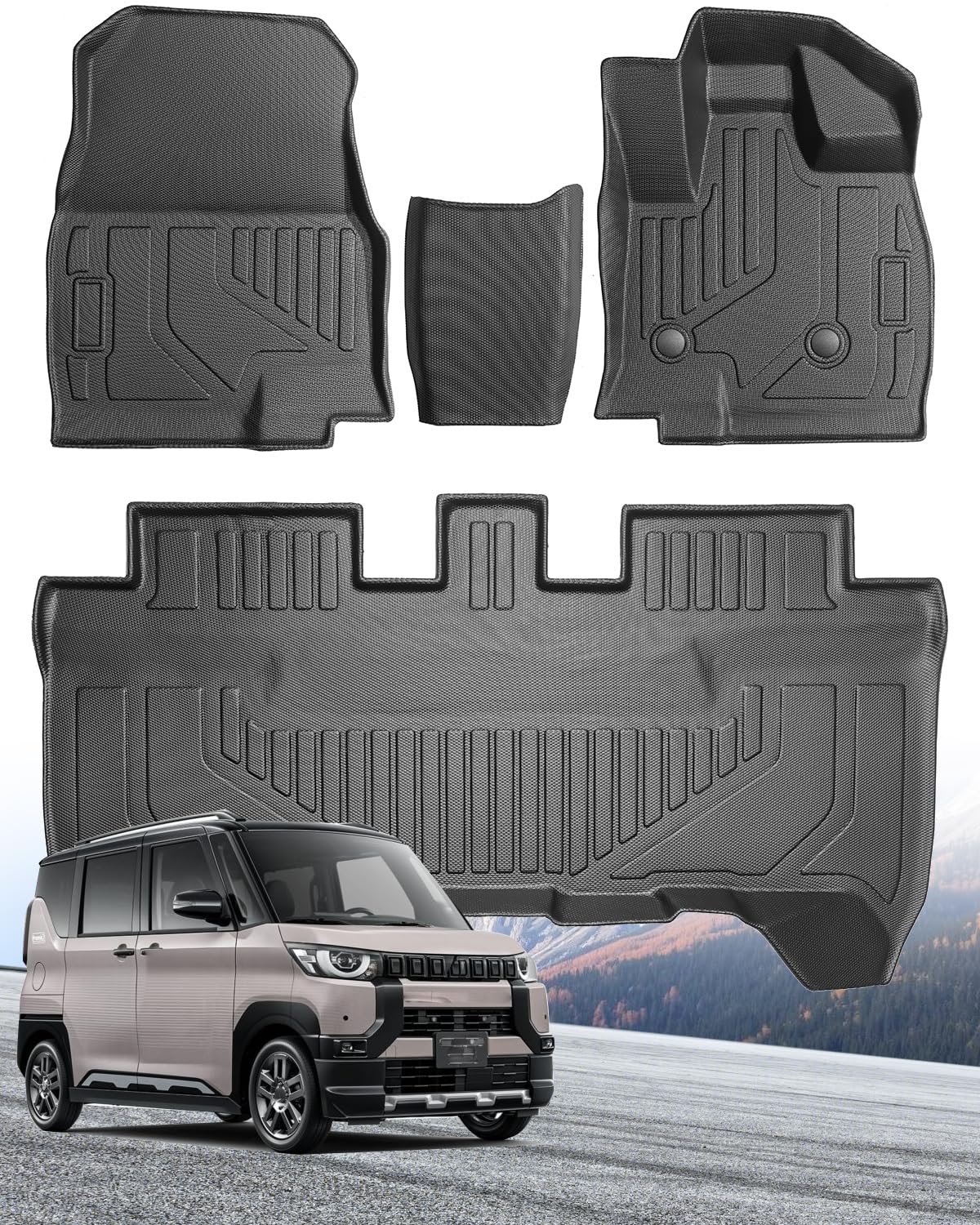

3D коврики Hawjog для Nissan Roox Mitsubishi Delica Mini, индивидуальный дизайн из TPE, набор для индивидуальной отделки салона (40-я серия) / (30 серия), чёрный
