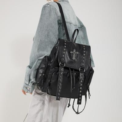 Rivet Fashionable Backpack Large-capacity Backpack Schoolbag Single-shoulder Bag Crossbody Bag