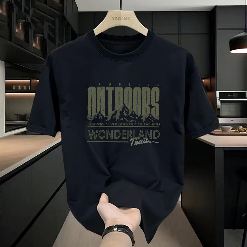 100% Pure Cotton 2025 Summer New Japanese Short Sleeved T-shirt for Men, Retro and Trendy Printed Round Neck Half Sleeved Student
