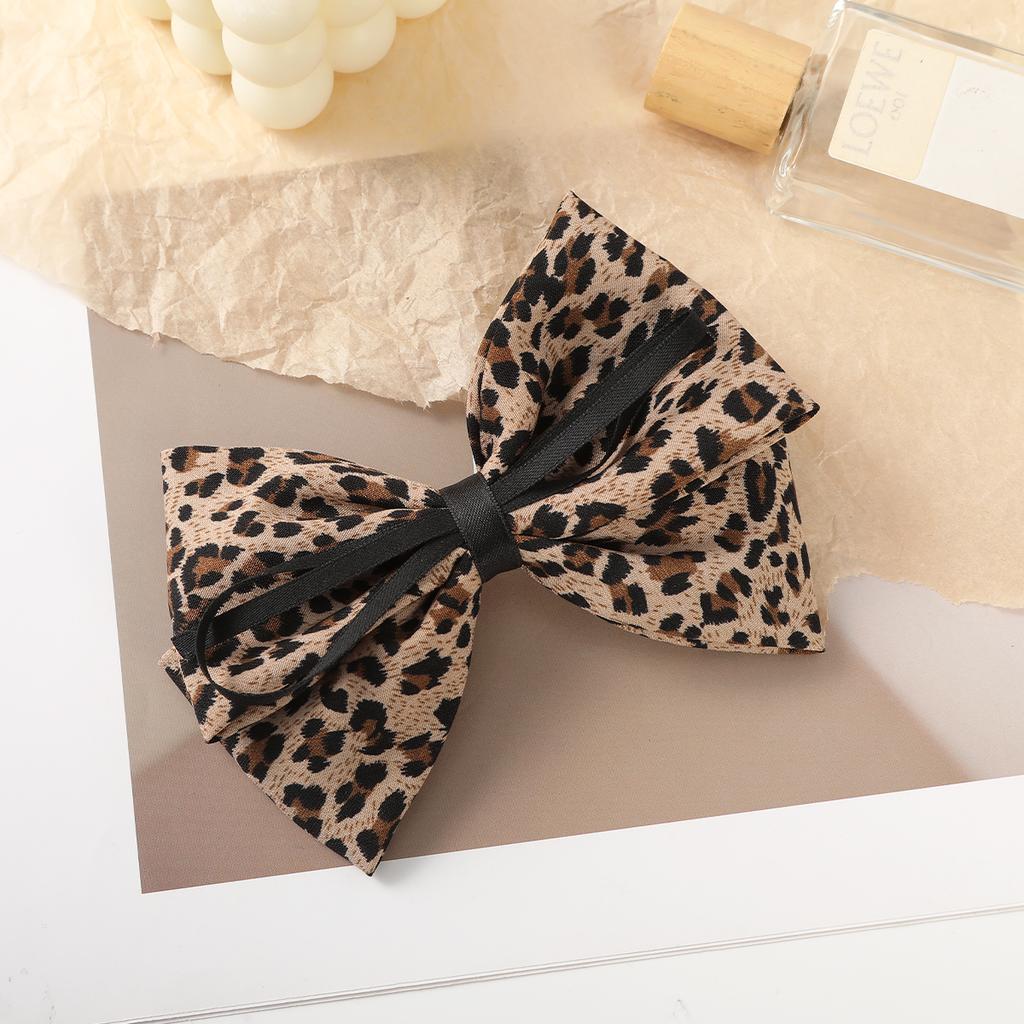 AWAYTR Elegant Satin Leopard Ribbon Hairpin Fashion Farbic Hair Clips Valentine Headwear Girl Hair Accessories Festival Gift